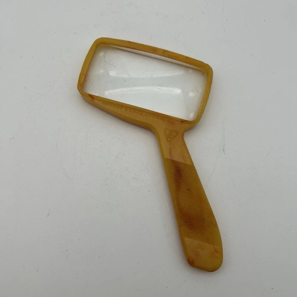 Vintage Bausch & Lomb Butterscotch Optical Magnifier Bakelite Magnifying Glass